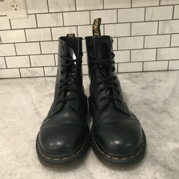 Dr. Martens Boots Womens 7.5 US Size 6 EU 38 Blue Leather Lace Up Combat Shoes - Picture 2 of 10